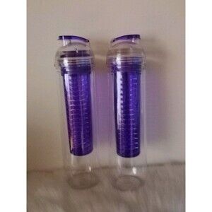 Avoin Colorlife Fruit-Infuser Water Bottle. (27 oz, Sport, Purple) Set of 2